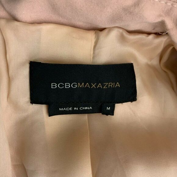 Vintage BCBG Button Front Jacket M Pink Belted Ribbed Knit Trim - Picture 7 of 7